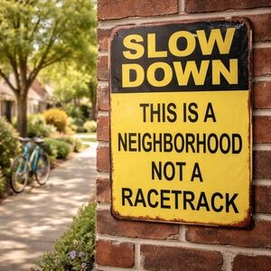 Metal Neighborhood Warning Sign. New